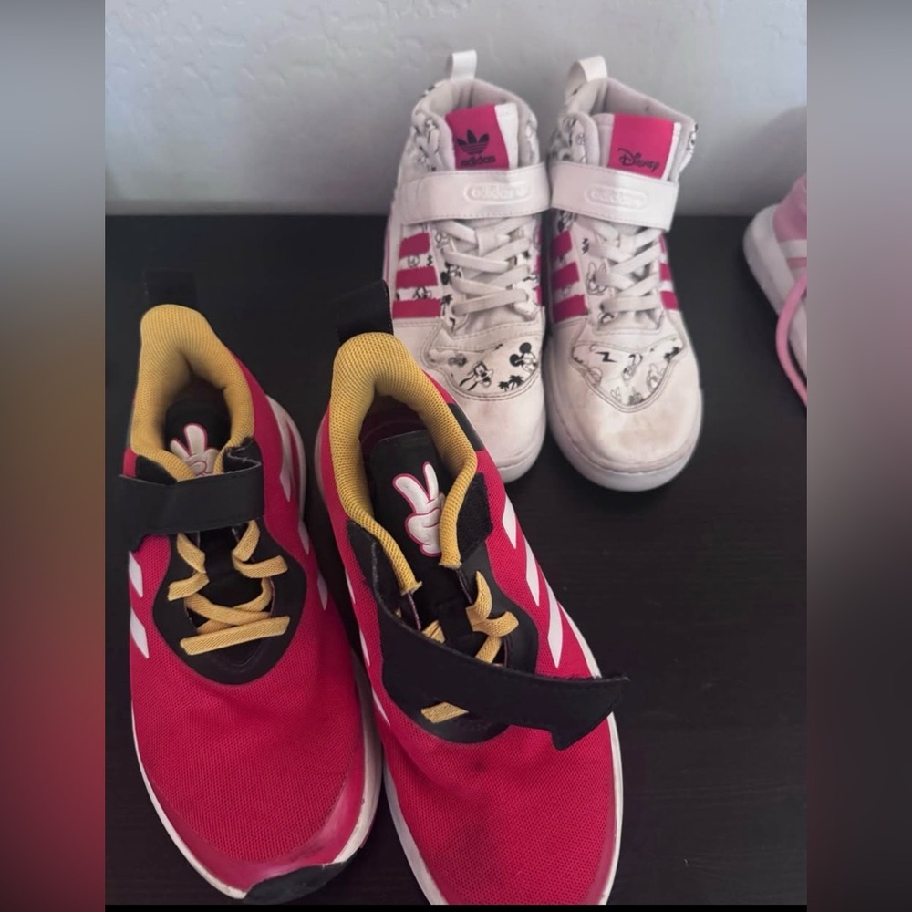 Adidas/Disney Kids Red and Black Sneakers